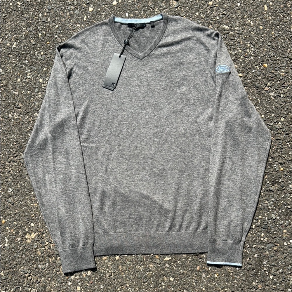 Greyson sweater xl v neck gray golf wolf Jaguar Land Rover new pullover wool
